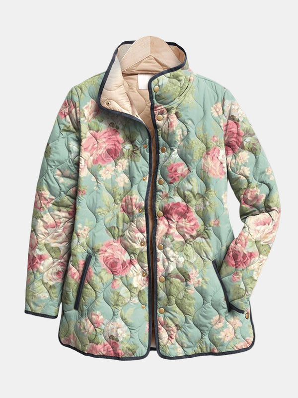 Ava | Retro Blumenmuster Steppjacke
